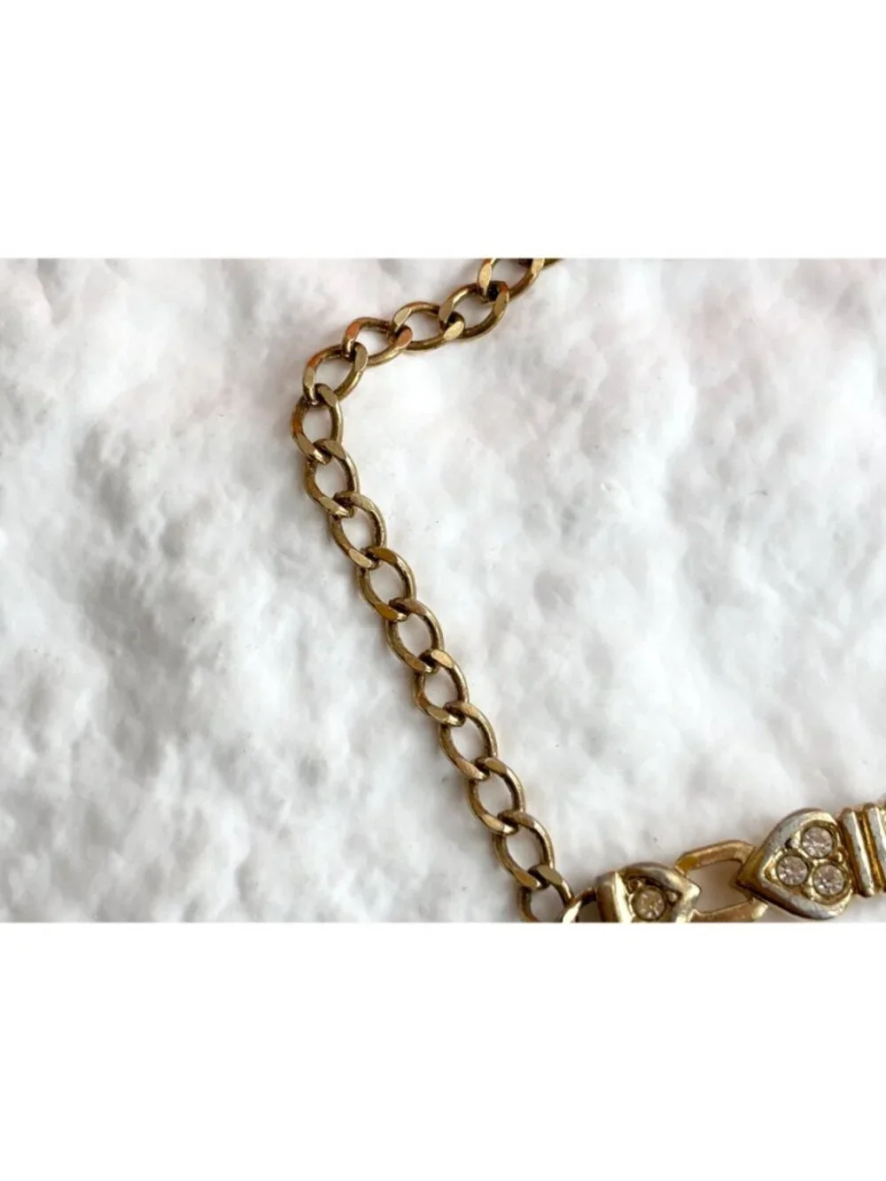 Heart Shaped Chainlink 80's Vintage Curb Chain Panel Bracelet